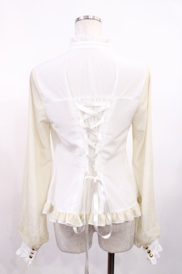 画像2: metamorphose / スタンドカラーチュールスリーブブラウス サイズ1 オフ H-25-09-01-1027-ME-BL-NS-ZH (2)