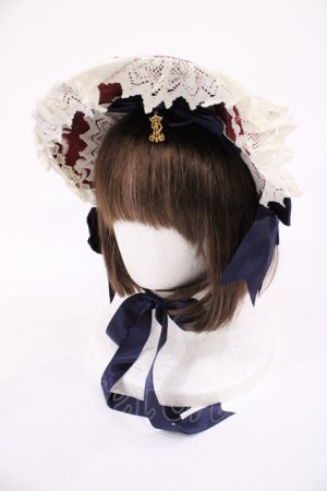 画像: ALICE and the PIRATES / アリスのワンダーカーチェイス柄ボンネット  エンジ H-25-09-01-1036-PA-AC-NS-ZH