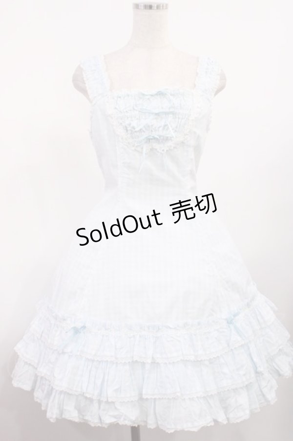 画像1: Angelic Pretty / ギンガムラウンド切替ジャンパースカート FREE サックス H-25-09-01-1009-AP-OP-YZ-ZH (1)