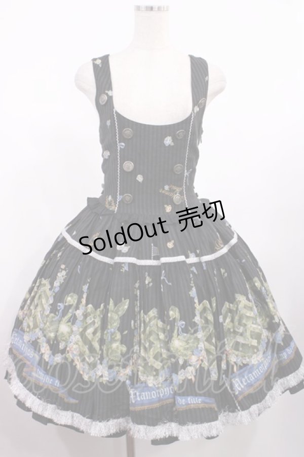 画像1: metamorphose / スワンガーデンジャンパースカート Free ブラック H-25-09-01-1011-ME-OP-NS-ZH (1)