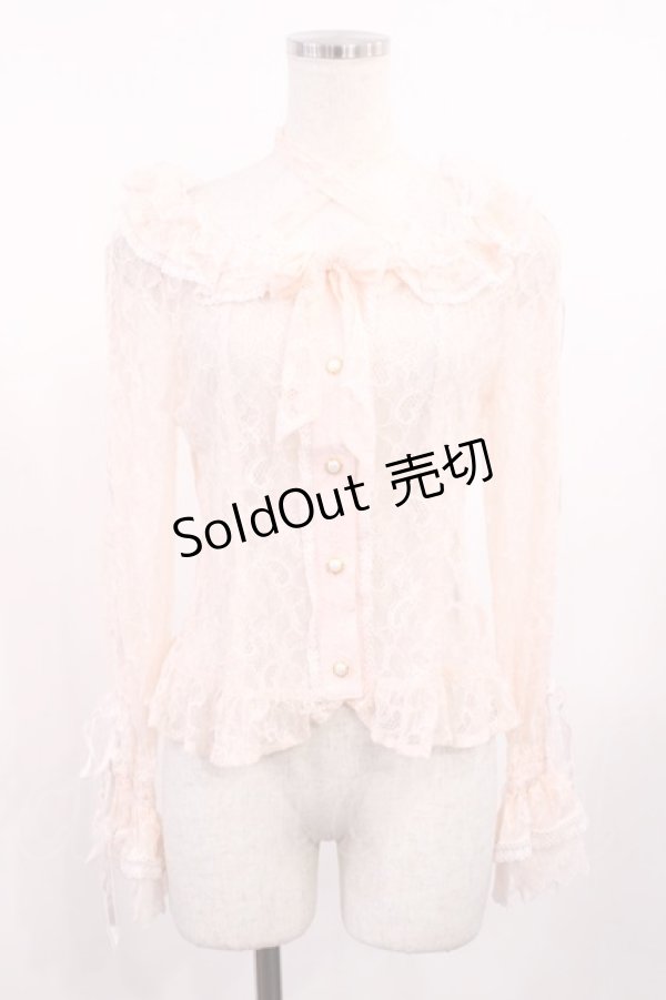 画像1: BABY,THE STARS SHINE BRIGHT / Be My Valentine お花レースアップブラウス Free ピンク H-25-09-01-1025-BA-BL-NS-ZH (1)