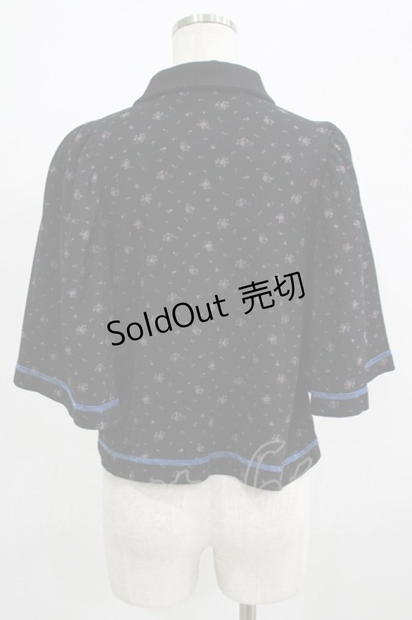 画像3: 【SALE】Candy Stripper / TINY FLOWERS WAFFLE POLOトップス  ブラック H-25-09-01-049-PU-TO-KB-ZT491 (3)