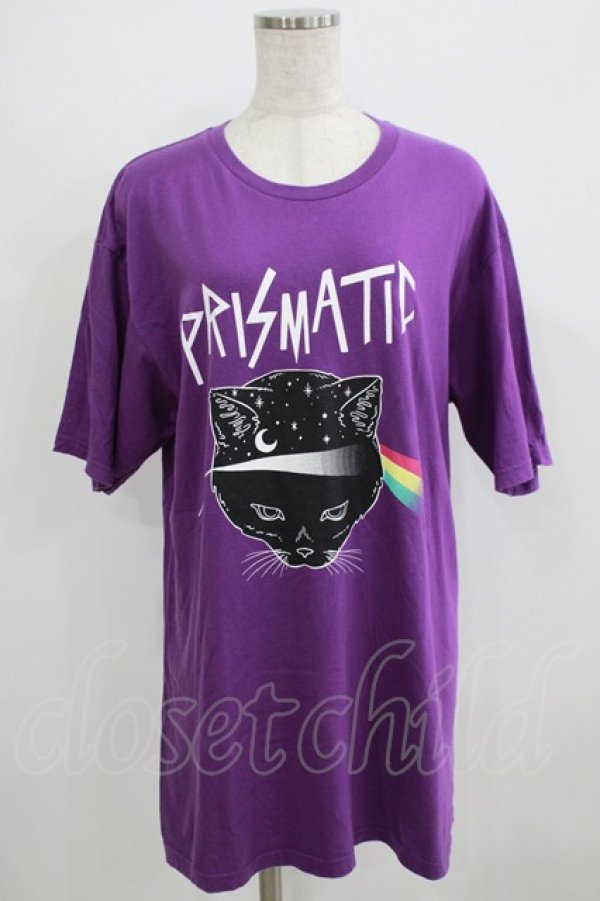 画像1: LISTEN FLAVOR / プリズムキャットBIG Tシャツ  パープル H-25-09-01-052-PU-TO-KB-ZT494 (1)