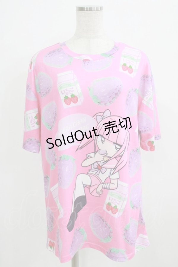 画像1: ACDC RAG / メンヘラチャンTシャツ  ピンク H-25-09-01-054-PU-TO-KB-ZH (1)