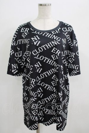 画像: NieR Clothing / ロゴ総柄カットソー  黒×白 H-25-09-01-061-PU-TS-KB-ZH