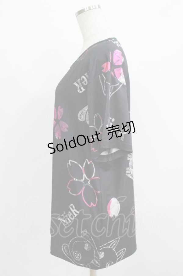 画像2: NieR Clothing / プリント半袖CUTSEW  黒 H-25-09-01-062-PU-TO-KB-ZH (2)