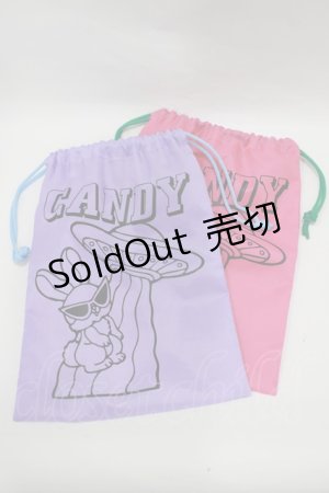 画像: Candy Stripper / 巾着ポーチ  ピンク・パープル H-25-09-01-068-PU-ZA-KB-ZH