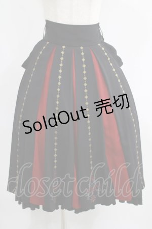 画像: Ozz oneste / 霧蝶刺繍入り袴風プリーツスカート  黒 H-25-09-01-011-OO-SK-KB-ZH