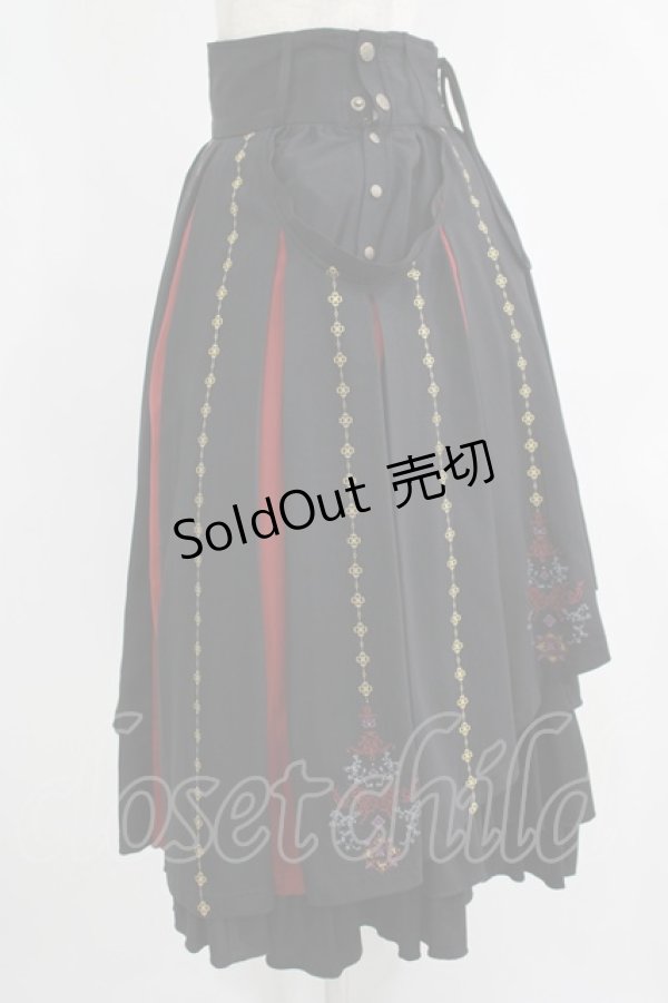 画像2: Ozz oneste / 霧蝶刺繍入り袴風プリーツスカート  黒 H-25-09-01-011-OO-SK-KB-ZH (2)