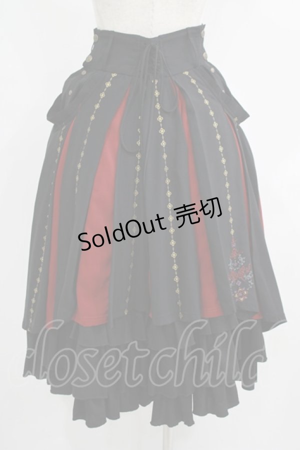 画像3: Ozz oneste / 霧蝶刺繍入り袴風プリーツスカート  黒 H-25-09-01-011-OO-SK-KB-ZH (3)