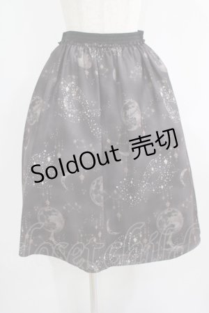 画像: elements,H / moon printスカート  ブラック H-25-09-01-013-PU-SK-KB-ZH