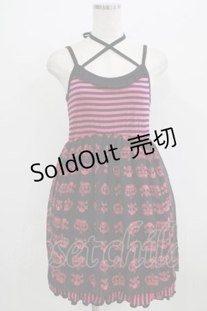 画像: ALGONQUINS / ボーダー切替キャミワンピース  黒×ピンク H-25-09-01-023-AL-OP-KB-ZH