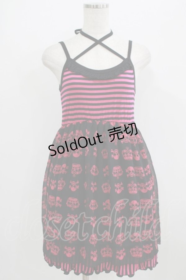 画像1: ALGONQUINS / ボーダー切替キャミワンピース  黒×ピンク H-25-09-01-023-AL-OP-KB-ZH (1)