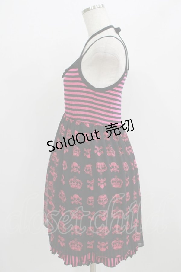 画像2: ALGONQUINS / ボーダー切替キャミワンピース  黒×ピンク H-25-09-01-023-AL-OP-KB-ZH (2)