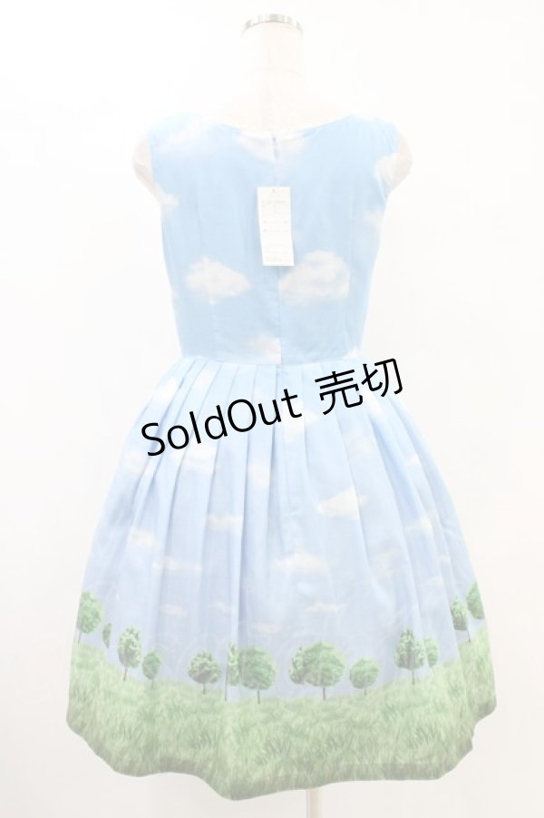 画像2: Leur Getter / Dolly Poodleノースリーブワンピース M サックス H-25-09-02-1046-LU-OP-KB-ZH (2)
