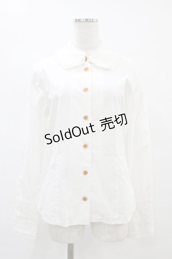 画像1: Jane Marple / コットンレースカラーブラウス  白 H-25-09-02-1060-JM-BL-KB-ZH (1)