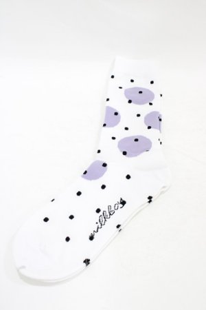 画像: MILKBOY / ポルカドットSOCKS  ホワイト×ラベンダーグレー×ブラ H-25-09-02-1011-MB-ZA-KB-ZH