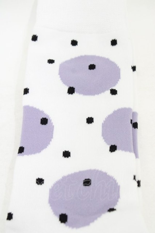 画像2: MILKBOY / ポルカドットSOCKS  ホワイト×ラベンダーグレー×ブラ H-25-09-02-1011-MB-ZA-KB-ZH (2)