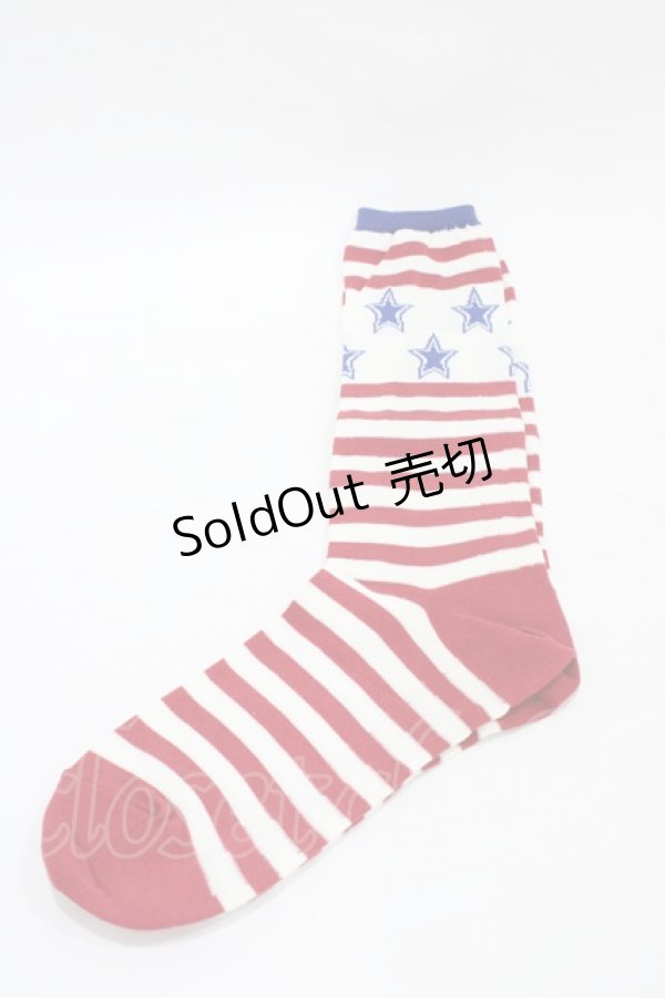 画像1: Candy Stripper / STAR LOGO SOX  オフ×赤×青 H-25-09-02-1012-PU-ZA-KB-ZH (1)