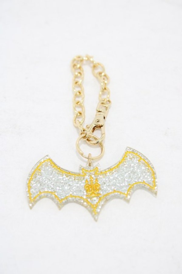 画像1: Moi-meme-Moitie / 蝙蝠ロゴアクリルバッグチャーム  シルバー×ゴールド H-25-09-02-1024-MO-ZA-KB-ZH (1)