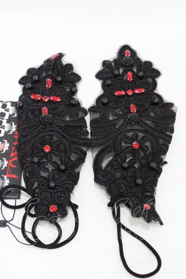 画像1: DEVIL FASHION / Gothic flower shaped sleeves with diamonds  ブラック H-25-09-02-1027-0-ZA-KB-ZH (1)