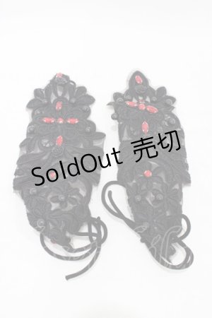 画像: DEVIL FASHION / Gothic flower shaped sleeves with diamonds  ブラック H-25-09-02-1028-0-ZA-KB-ZH