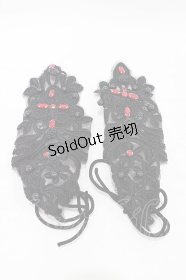 画像1: DEVIL FASHION / Gothic flower shaped sleeves with diamonds  ブラック H-25-09-02-1028-0-ZA-KB-ZH (1)