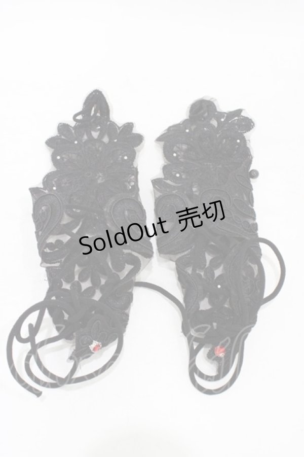 画像2: DEVIL FASHION / Gothic flower shaped sleeves with diamonds  ブラック H-25-09-02-1028-0-ZA-KB-ZH (2)