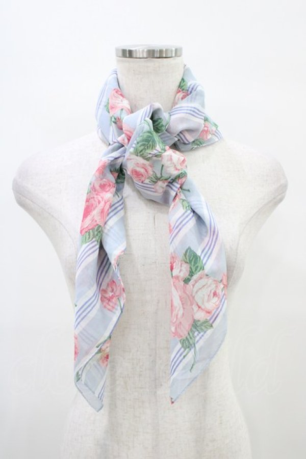 画像1: Jane Marple / ウォールペーパーローズブーケのスカーフ   H-25-09-02-1029-JM-ZA-KB-ZH (1)