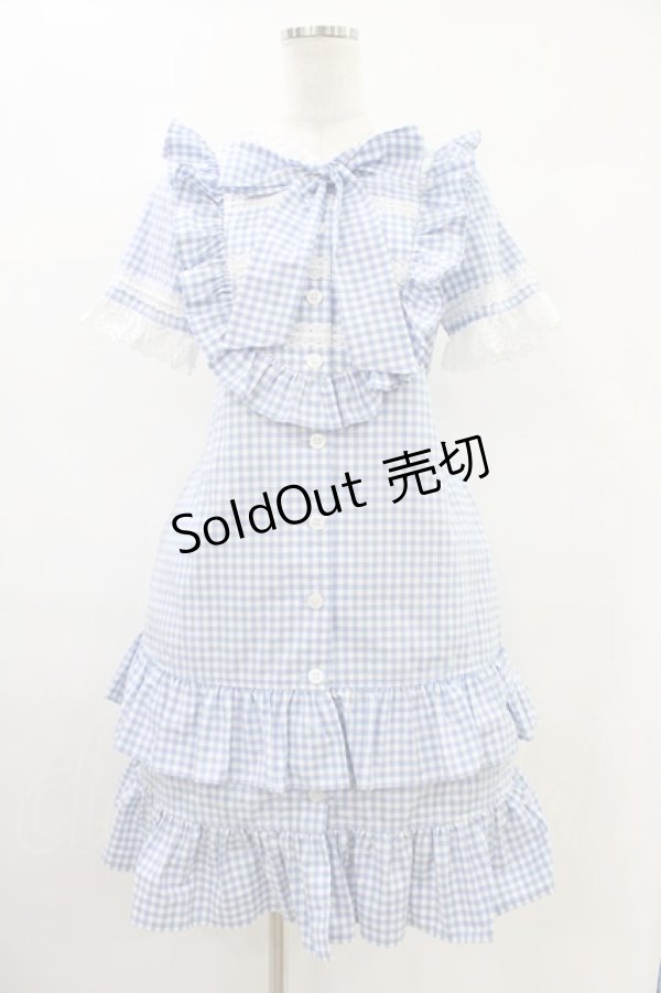 画像1: MILK / Poupeeワンピース＆ヘッドドレス  サックスギンガム H-25-09-02-1035-ML-OP-KB-ZH (1)