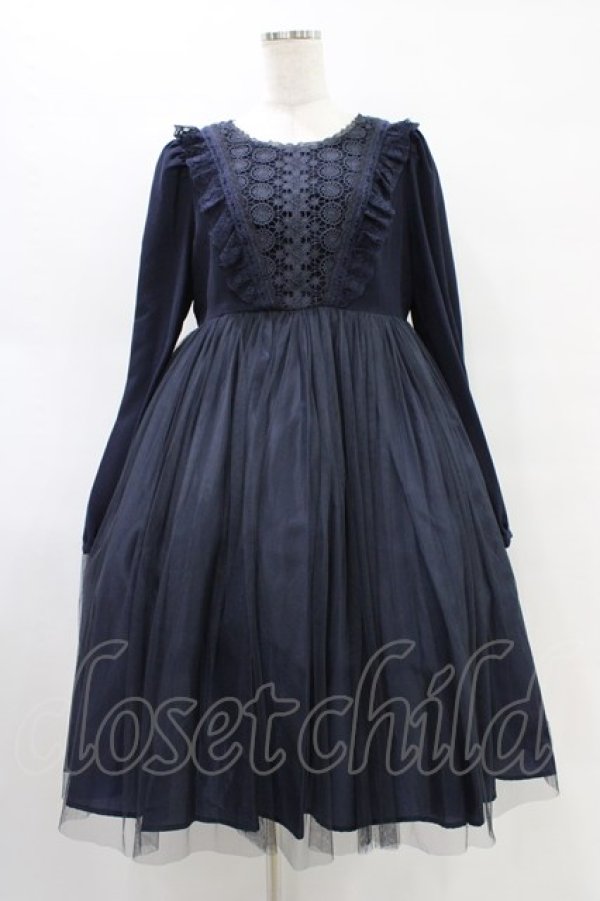 画像1: Vallee lys / "Frost Crystals"ワンピース  ネイビー H-25-09-02-1036-0-OP-KB-ZH (1)