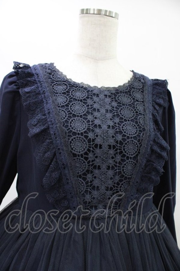 画像4: Vallee lys / "Frost Crystals"ワンピース  ネイビー H-25-09-02-1036-0-OP-KB-ZH (4)