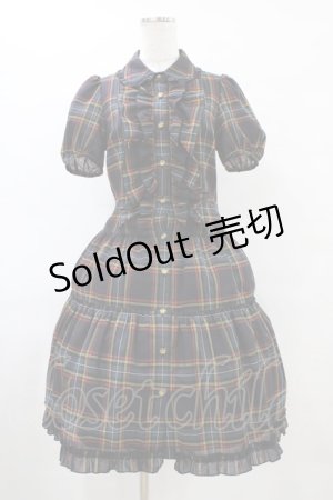 画像: JESUS DIAMANTE / チェックティアードワンピース 40 ブラック/グリーン H-25-09-03-1030-JE-OP-NS-ZH