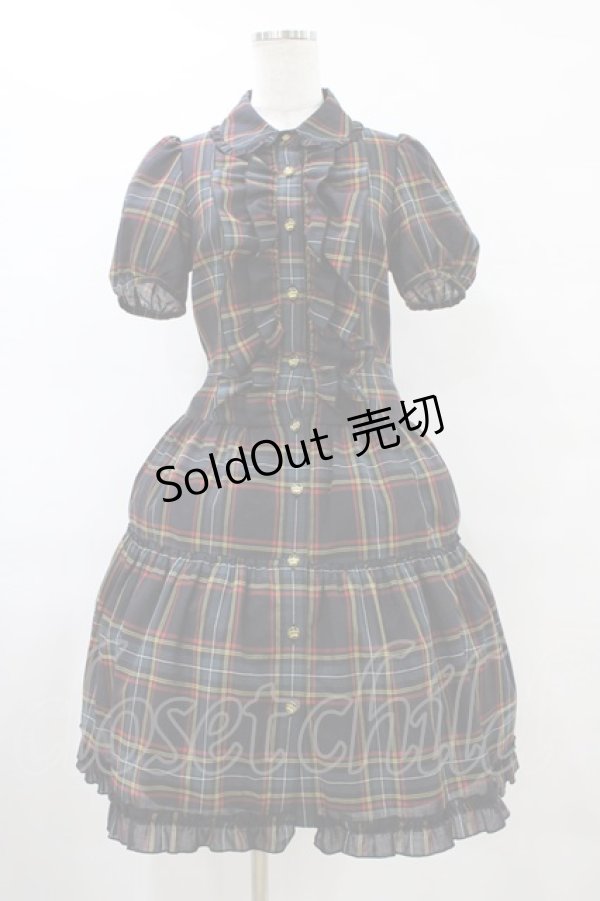 画像1: JESUS DIAMANTE / チェックティアードワンピース 40 ブラック/グリーン H-25-09-03-1030-JE-OP-NS-ZH (1)