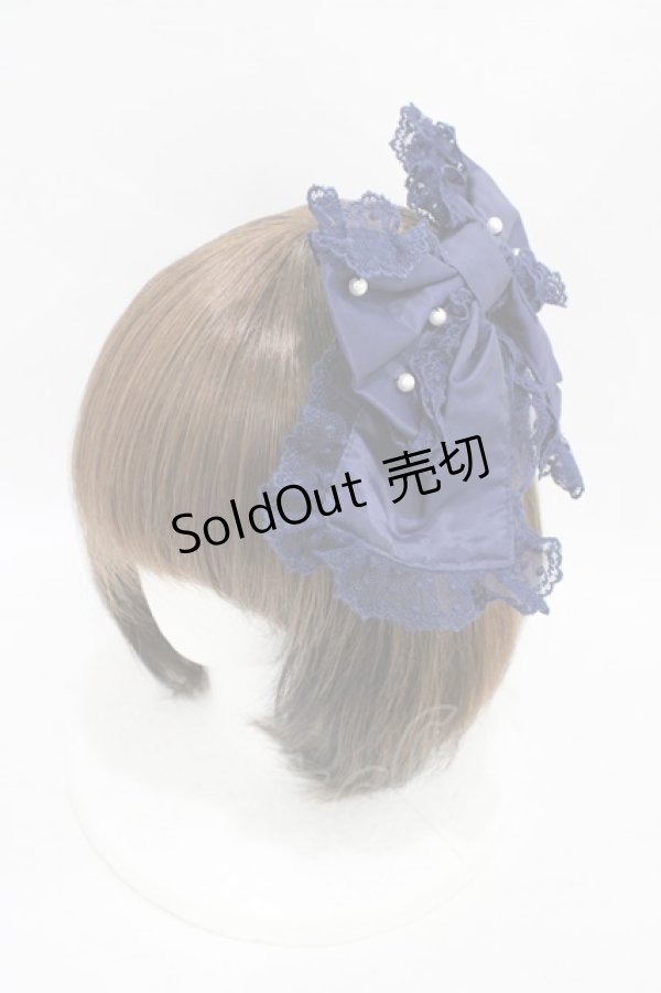 画像1: Angelic Pretty / エレガントパールリボンバレッタ  ネイビー H-25-09-03-1006-AP-AC-NS-ZH (1)