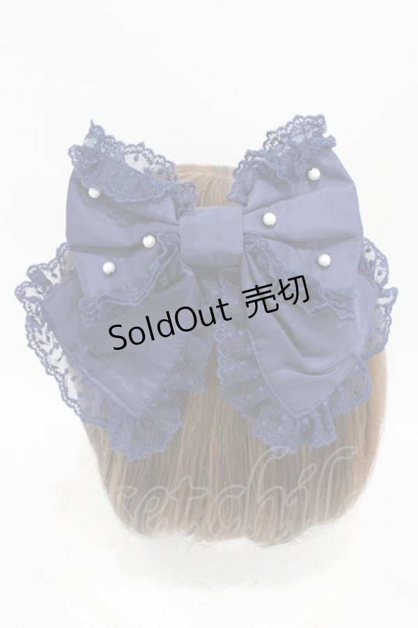 画像2: Angelic Pretty / エレガントパールリボンバレッタ  ネイビー H-25-09-03-1006-AP-AC-NS-ZH (2)