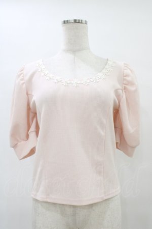 画像: evelyn / パールフラワートップス Free ピンク H-25-09-03-1056-LO-TO-NS-ZH