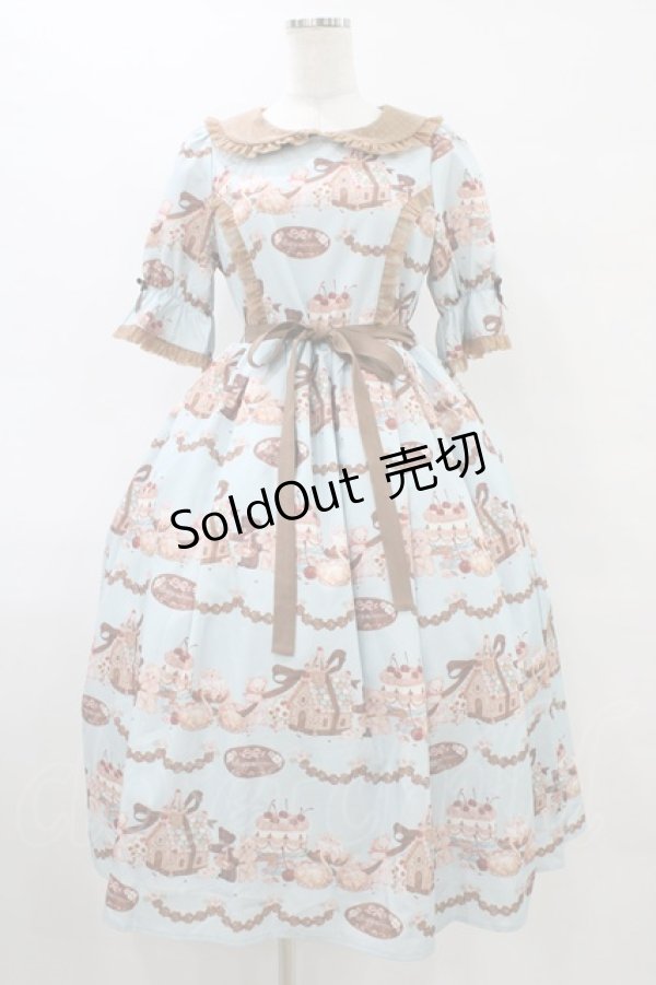 画像1: axes femme kawaii / お菓子の家柄ワンピース M サックス H-25-09-03-1029-AX-BL-NS-ZH (1)