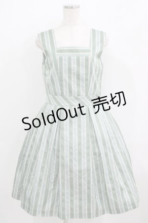 画像: Jane Marple / レジメンタルストライプジャンパースカート  サックスミント H-25-09-04-026-JM-OP-KB-ZH