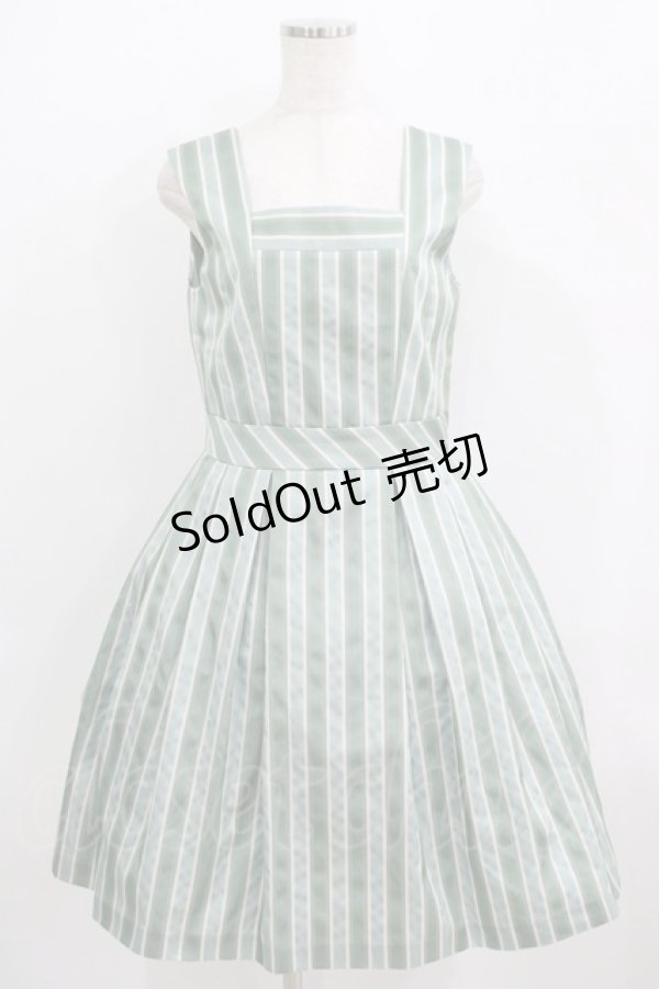 画像1: Jane Marple / レジメンタルストライプジャンパースカート  サックスミント H-25-09-04-026-JM-OP-KB-ZH (1)