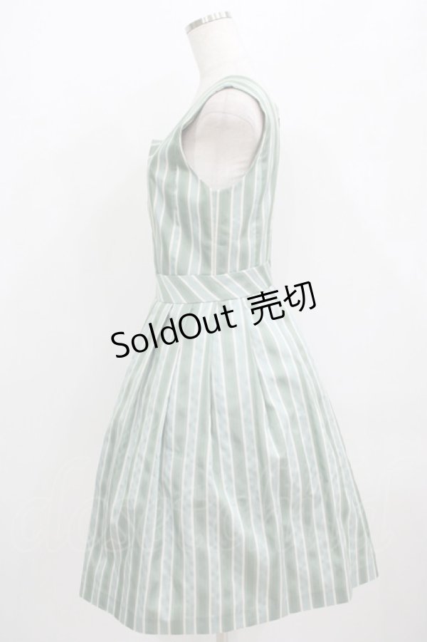 画像2: Jane Marple / レジメンタルストライプジャンパースカート  サックスミント H-25-09-04-026-JM-OP-KB-ZH (2)