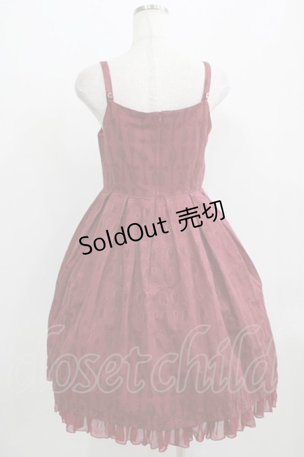 画像3: Leur Getter / スプーンジャガードシフォンリボンワンピース  ワイン H-25-09-04-003-LU-OP-KB-ZH (3)