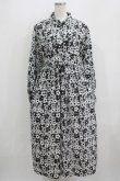 画像1: merry jenny / 2トーンフラワーシャツワンピース  ブラック H-25-09-04-028-LO-OP-KB-ZH (1)