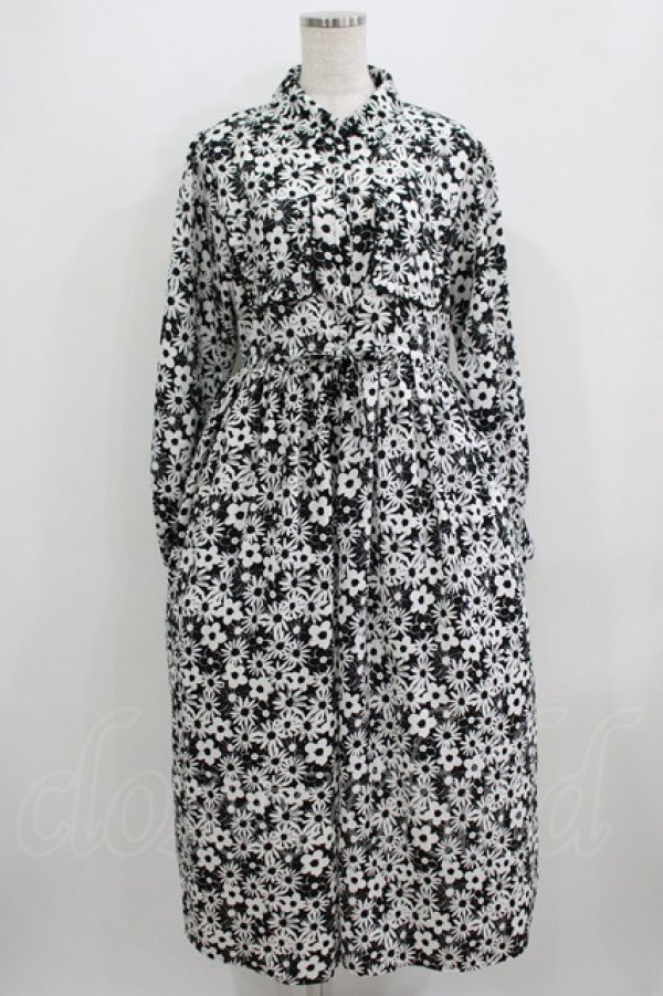 画像1: merry jenny / 2トーンフラワーシャツワンピース  ブラック H-25-09-04-028-LO-OP-KB-ZH (1)