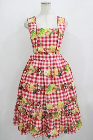 画像: Melody BasKet / Fruits BasKetサロペットスカート  レッド H-25-09-04-029-LO-SK-KB-ZH