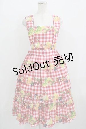 画像: Melody BasKet / Fruits BasKetサロペットスカート  レッド H-25-09-04-029-LO-SK-KB-ZH