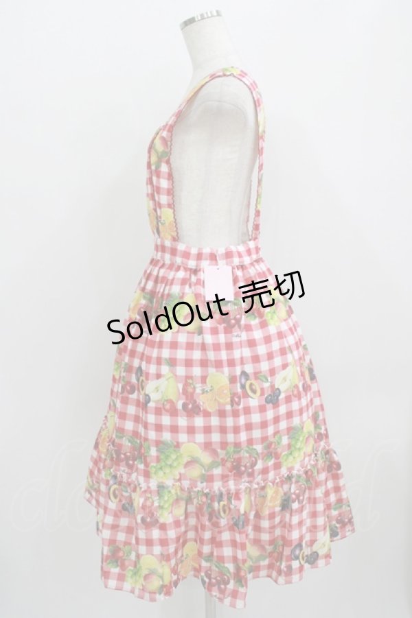 画像2: Melody BasKet / Fruits BasKetサロペットスカート  レッド H-25-09-04-029-LO-SK-KB-ZH (2)