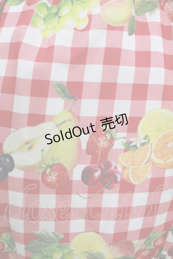 画像4: Melody BasKet / Fruits BasKetサロペットスカート  レッド H-25-09-04-029-LO-SK-KB-ZH (4)