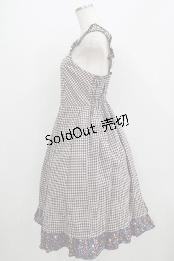 画像2: Emily Temple cute / フレーバーギンガムノースリーブワンピース  ブラウン×ネイビー H-25-09-04-034-ET-OP-KB-ZH (2)
