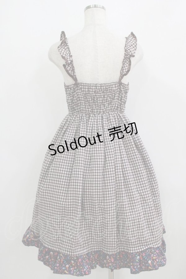画像3: Emily Temple cute / フレーバーギンガムノースリーブワンピース  ブラウン×ネイビー H-25-09-04-034-ET-OP-KB-ZH (3)